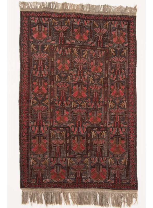 Luxus Afghanistan Antik Teppich Mauri Chapabaft ca. 140x180cm 100% Schurwolle rot