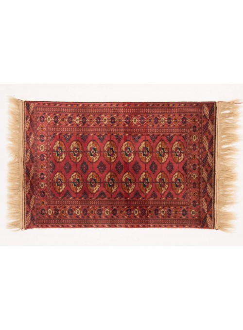 Ręcznie tkany dywan Turkmenistan Buchara czerwony ok 80x120cm 100% wełna