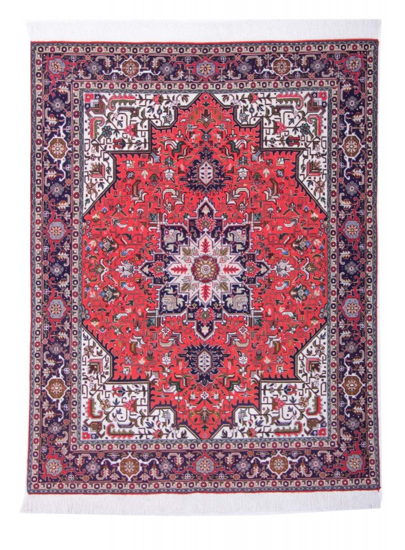 Hand made carpet Tabriz Mahi 40Raj 150x200cm wool classic red