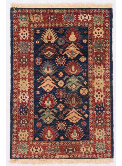 Hand-made geometric carpet Afghanistan Chobi Ziegler ca. 80x115cm highland wool