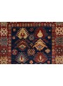 Ręcznie tkany geometryczny dywan Afganistan Chobi Ziegler ok 80x115cm wełna wysokogórska