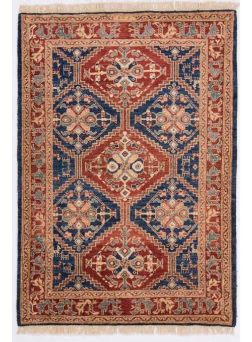 Ręcznie tkany geometryczny dywan Afganistan Chobi Ziegler ok 110x160cm wełna wysokogórska
