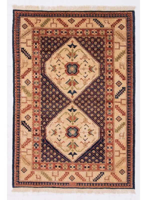 Hand-made carpet Afghanistan Chobi Ziegler ca. 100x150cm highland wool