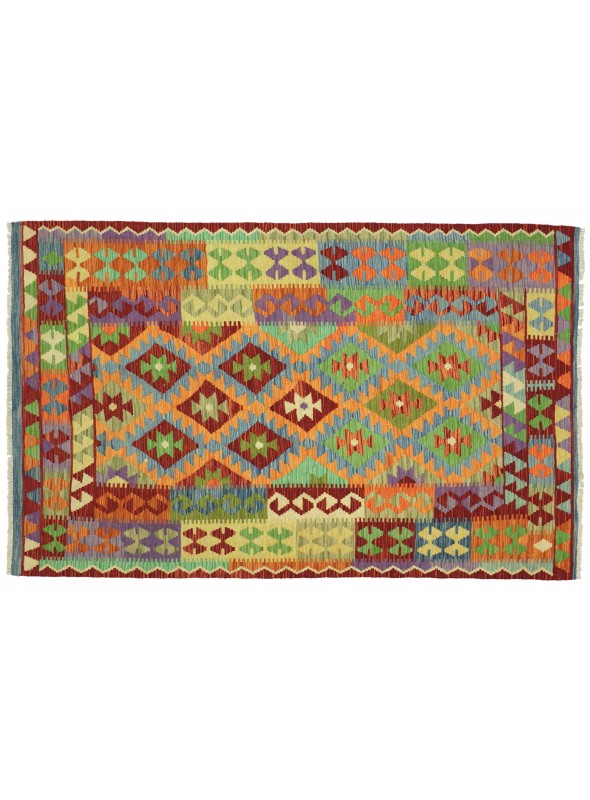 Dywan Kilim Maimana Kolorowy 140x190 cm Afganistan - 100% Wełna owcza