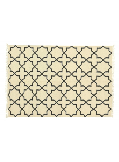 Carpet Durable White 140x200 cm India - Wool, Cotton