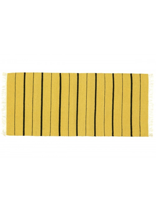 Dywan Wytrzymały Żółty 70x140 cm Indie - Wełna, bawełna