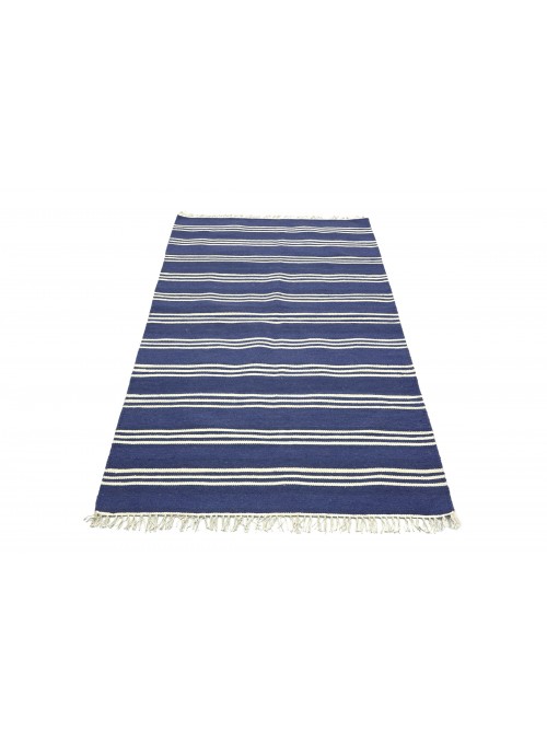 Teppich Durrie Blau 120x180 cm Indien - Wolle, Baumwolle