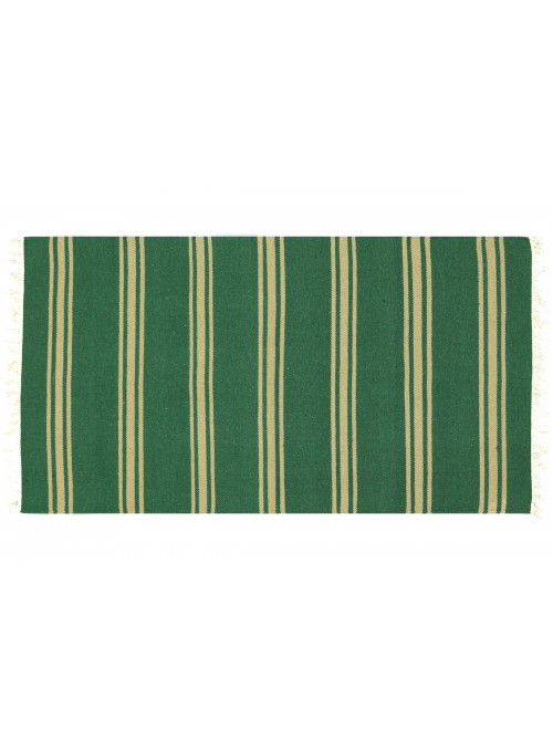 Teppich Durrie Grün 90x160 cm Indien - Wolle, Baumwolle