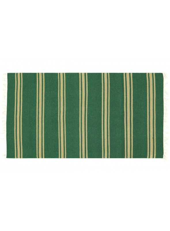 Teppich Durrie Grün 90x160 cm Indien - Wolle, Baumwolle