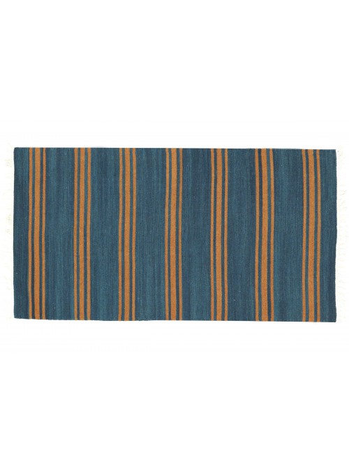 Teppich Durrie Blau 90x160 cm Indien - Wolle, Baumwolle
