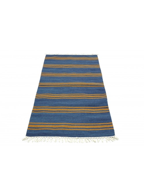 Teppich Durrie Blau 90x160 cm Indien - Wolle, Baumwolle