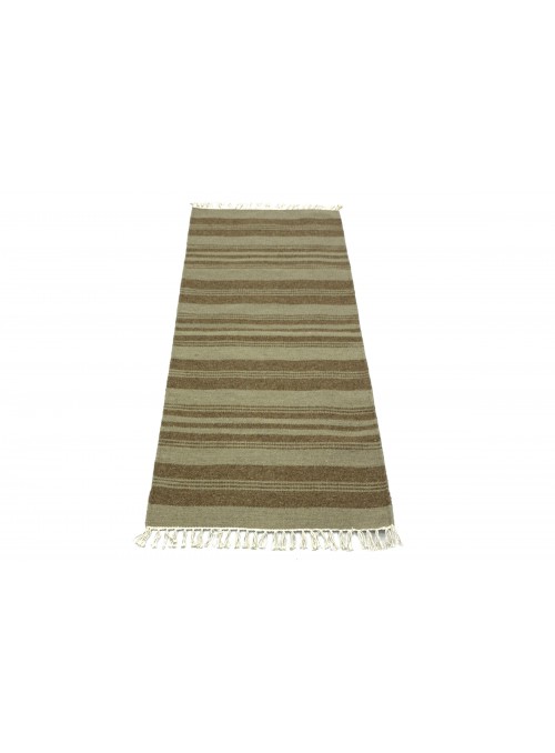 Teppich Durrie Grau 70x140 cm Indien - Wolle, Baumwolle