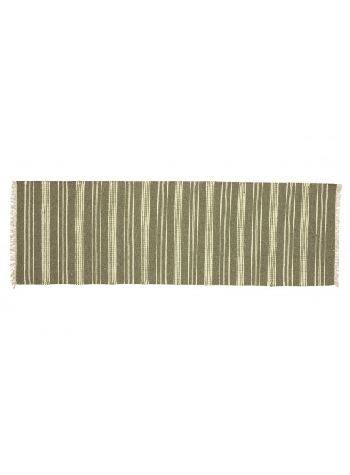 Teppich Durrie Grau 80x250 cm Indien - Wolle, Baumwolle