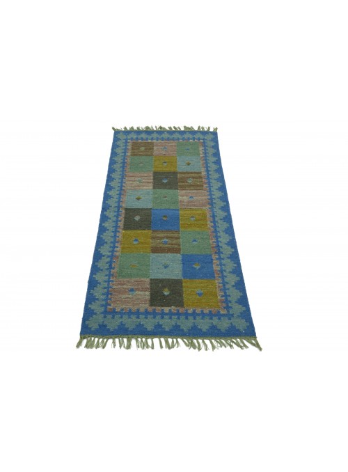Teppich Durrie Blau 160x230 cm Indien - Wolle, Baumwolle