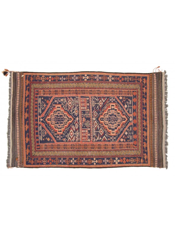 Dywan Kilim Taimani Niebieski 130x210 cm Afganistan - 100% Wełna owcza