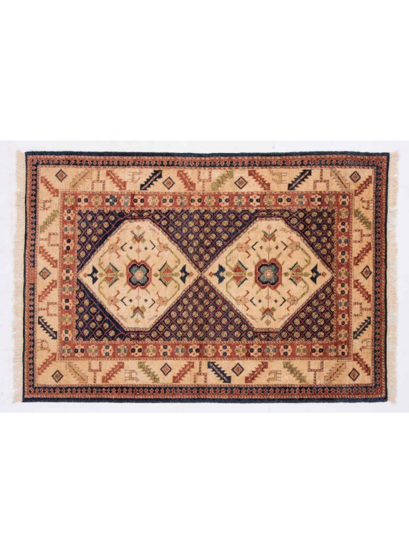 Teppich Chobi Beige 100x150 cm Afghanistan - 100% Hochlandschurwolle