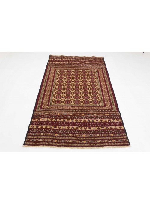 Teppich Kelim Mushwani Rot 120x200 cm Afghanistan - Schurwolle