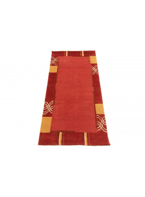 Teppich Nepal Rot 70x140 cm Indien - 100% Schurwolle