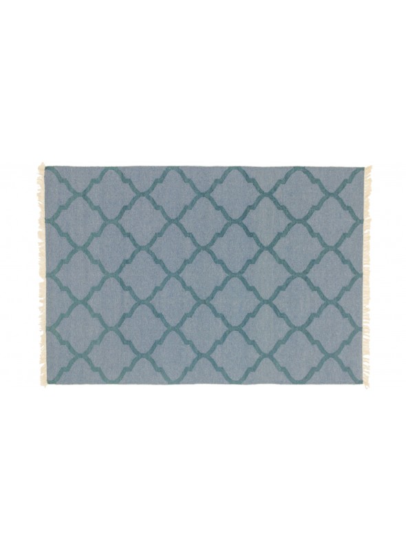 Dywan Wytrzymały Niebieski 170x240 cm Indie - Wełna, bawełna