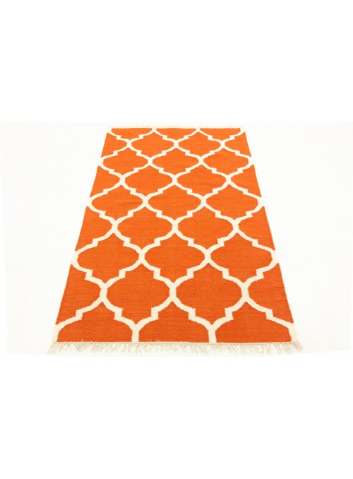 Dywan Wytrzymały Pomarańczowy 120x180 cm Indie - Wełna, bawełna