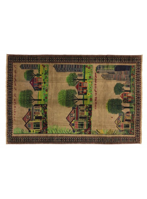 Carpet Baluch landscape signature master Beige 200x290 cm Afghanistan - 100% Wool